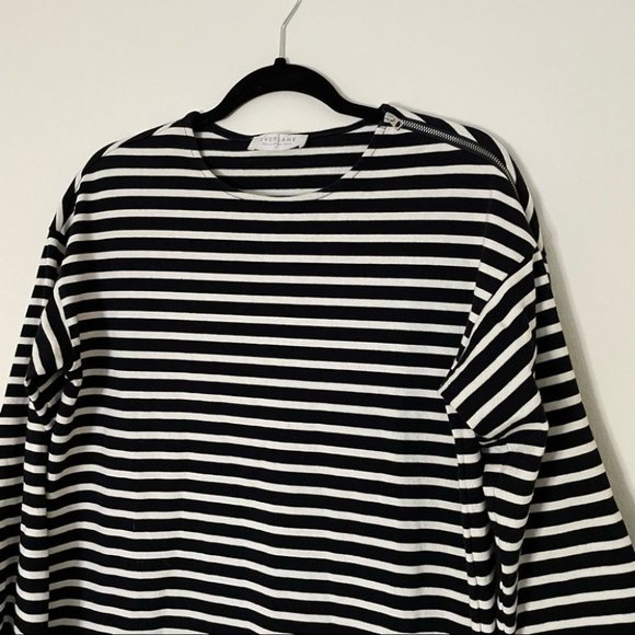 Everlane black and white stripe Breton 3/4 sleeve dress size S - Picture 6 of 9